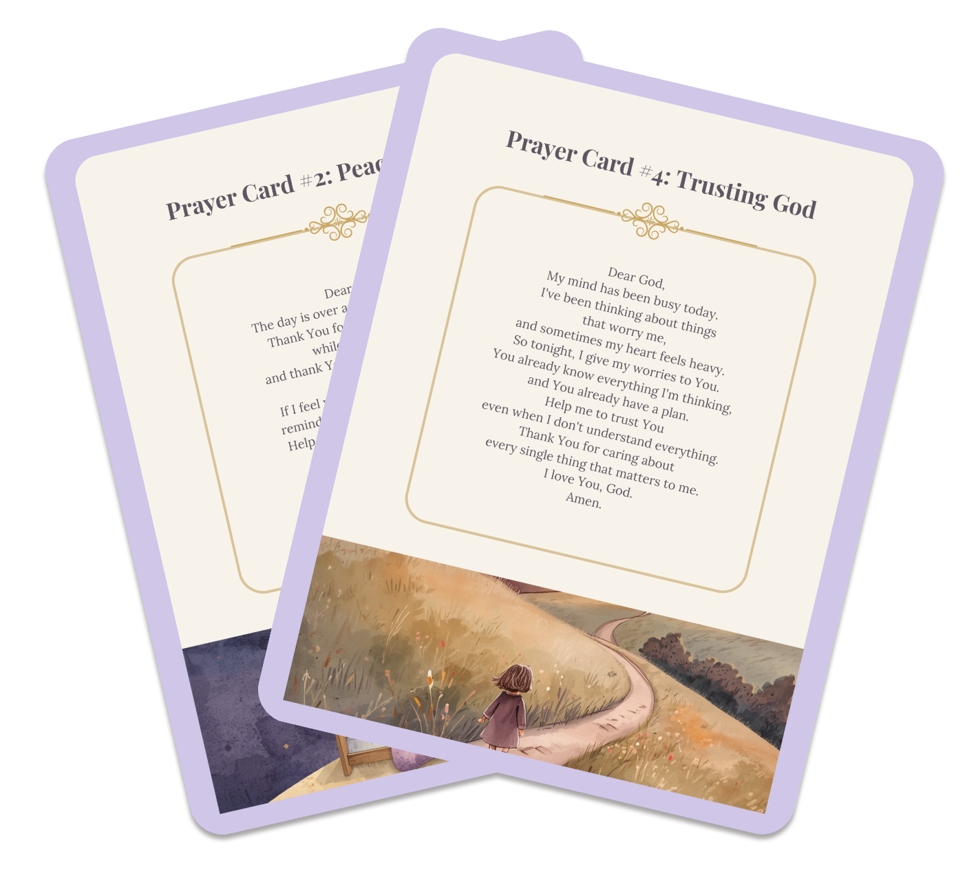 Printable bedtime prayer cards for girls